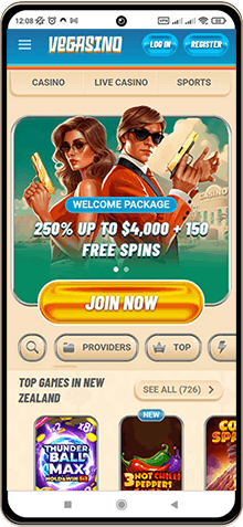 Mobile screenshot of Vegasino Casino