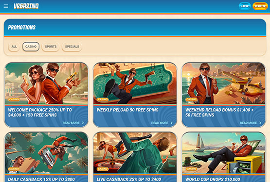 Vegasino casino promotions page