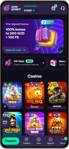Mobile screenshot of WinSpirit Casino