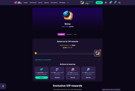 WinSpirit casino vip page