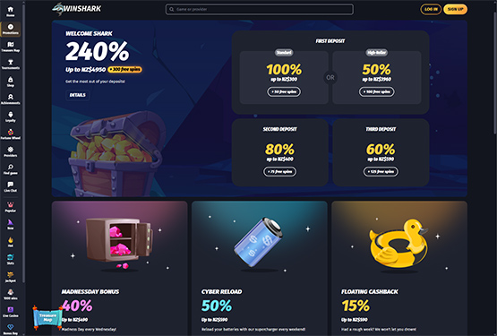 Winshark casino promotions page