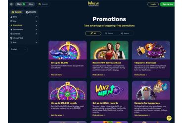 Winz.io Casino - list of promotions