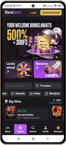 Here2win Casino Mobile Screenshot