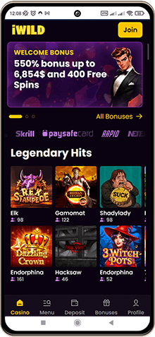 Mobile screenshot of iWild Casino