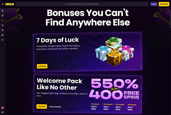 iWild casino promotions page