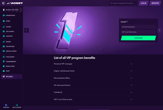 Naobet Casino VIP page