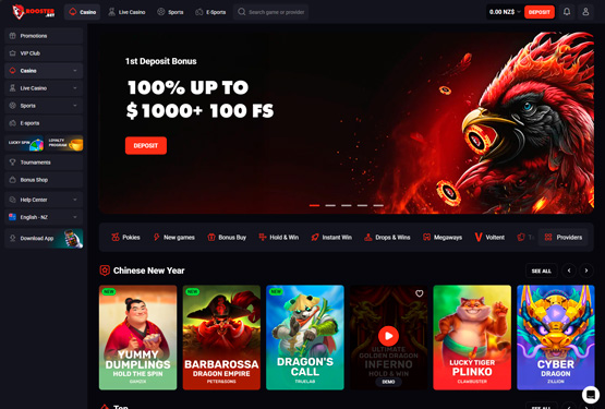 Rooster.bet casino main page