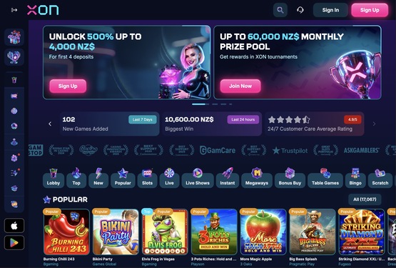 Xon.bet casino main page