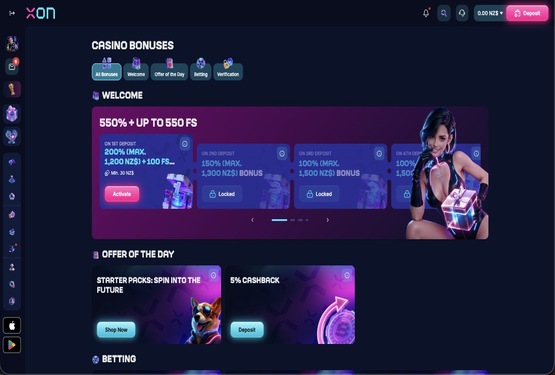 Xon.bet casino promotions page