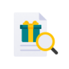 Paper with gift picture on it observed by magnifier