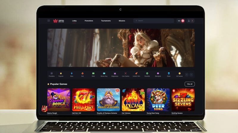 Laptop displaying SpinEmpire Casino sign up page