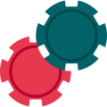 Red and turquoise casino chips