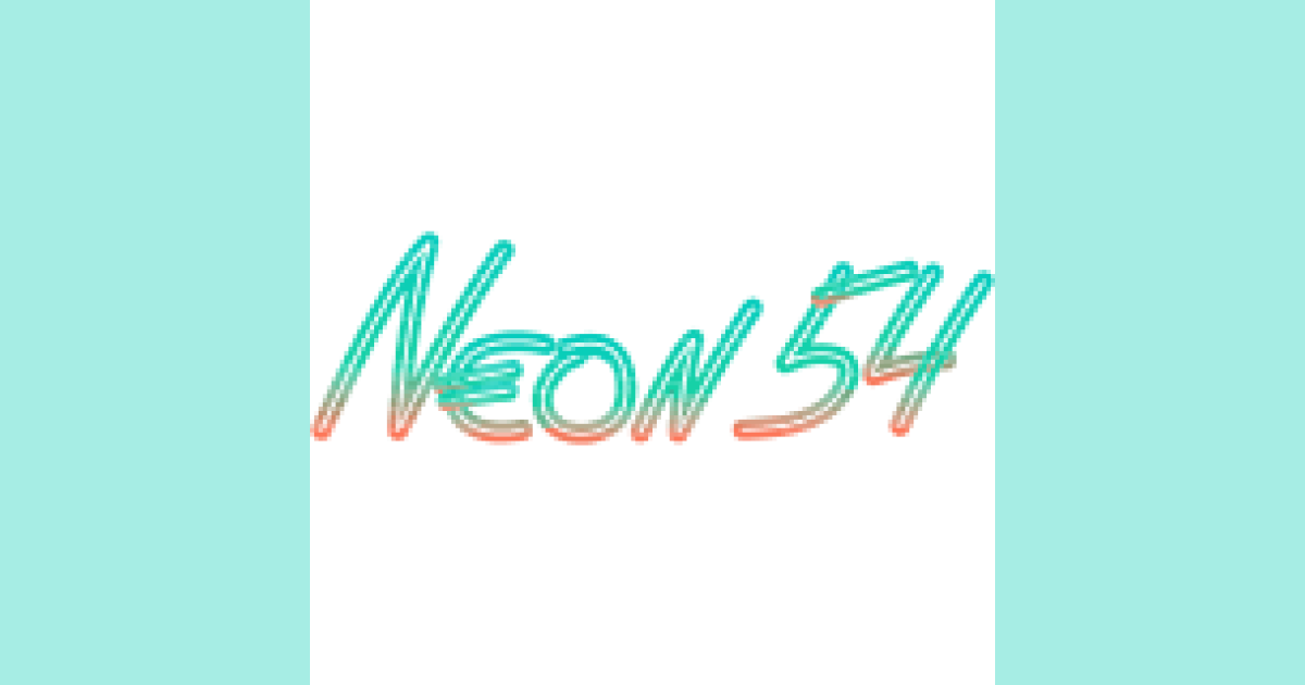 Λογότυπο neon54 online casino με χρωματιστά φώτα