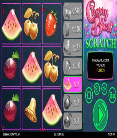 Play in Cherry Blast Scratch Slot Online from 1x2 Gaming for free now | NZ-casino.online