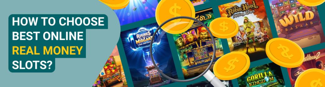 Best Real Money Slots logos on blue background